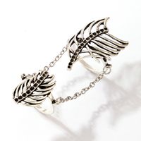 European And American New Fashion Simple Retro Metal Hollow Leaf Finger Ring main image 6