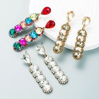 Fashion Color Diamond Series Alloy Diamond Multi-layer Round Glass Diamond Earrings main image 1