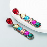 Fashion Color Diamond Series Alloy Diamond Multi-layer Round Glass Diamond Earrings main image 3