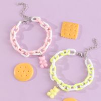 Solid Color Resin Bear Pendant Bracelet 2 Set main image 8