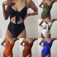 Women's Printing Stripe Solid Color One Piece main image 2
