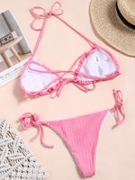Foreign Trade New Solid Color Folds Pit Strips Strappy Sexy Low-waist Bikini Swimsuit main image 5