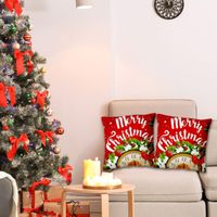 Classic Christmas Wreath Letter Printed Red Pillowcase main image 6