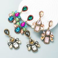 Exaggerated Multi-layer Drop-shaped Acrylic Earrings Full Diamonds Retro Fashion Stud Earrings main image 1