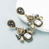Exaggerated Multi-layer Drop-shaped Acrylic Earrings Full Diamonds Retro Fashion Stud Earrings main image 3