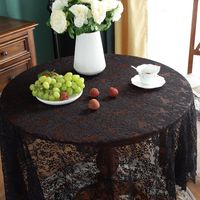Black Lace Hollow Jacquard Round Table Cloth Ins Wind Cafe Coffee Table Cover Towel main image 2