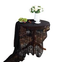 Black Lace Hollow Jacquard Round Table Cloth Ins Wind Cafe Coffee Table Cover Towel main image 6