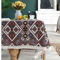 Retro Geometric Sun Lace Ethnic Style Printing Household Tablecloth Bohemia Coffee Table Cover Towel main image 4