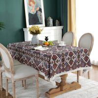 Retro Geometric Sun Lace Ethnic Style Printing Household Tablecloth Bohemia Coffee Table Cover Towel main image 5