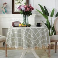 Simple Printing Round Household Tablecloth Round Lantern Green Tablecloth Beige Lace Tablecloth main image 1