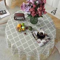 Simple Printing Round Household Tablecloth Round Lantern Green Tablecloth Beige Lace Tablecloth main image 3