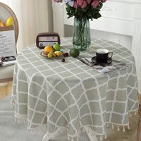 Simple Printing Round Household Tablecloth Round Lantern Green Tablecloth Beige Lace Tablecloth main image 4