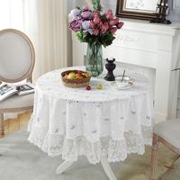 Fashion White Hollow Jacquard Lace Side Round Tablecloth Coffee Table Cover Towel Coffee Table Tablecloth Wholesale main image 2