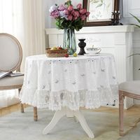 Fashion White Hollow Jacquard Lace Side Round Tablecloth Coffee Table Cover Towel Coffee Table Tablecloth Wholesale main image 3