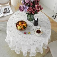 Fashion White Hollow Jacquard Lace Side Round Tablecloth Coffee Table Cover Towel Coffee Table Tablecloth Wholesale main image 4