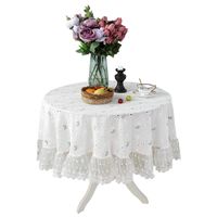 Fashion White Hollow Jacquard Lace Side Round Tablecloth Coffee Table Cover Towel Coffee Table Tablecloth Wholesale main image 6
