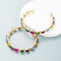 Fashion Color Diamond Series Alloy Glass Diamond Earrings Trend Party Earrings sku image 3