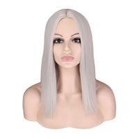 European American Fashion Personality Female Blonde Short Middle-part Wig main image 3