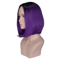 Wig European Beauty Bob Haircut Black Gradient Purple Short Hair Headgear Wig main image 5