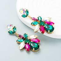 Fashion Colored Diamond Series Multi-layer Alloy Diamond-studded Glass Diamond Geometric Flower Earrings main image 3