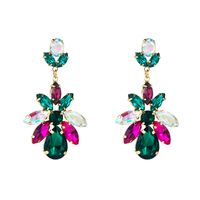 Fashion Colored Diamond Series Multi-layer Alloy Diamond-studded Glass Diamond Geometric Flower Earrings main image 7