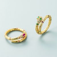 European And American Trend New Personality Copper Gold-plated Micro-inlaid Zircon Winding Ring main image 3