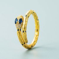 European And American Trend New Personality Copper Gold-plated Micro-inlaid Zircon Winding Ring main image 5