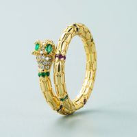 European And American Trend New Personality Copper Gold-plated Micro-inlaid Zircon Winding Ring main image 6