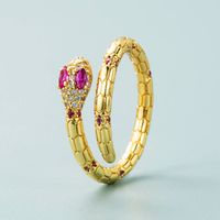 European And American Trend New Personality Copper Gold-plated Micro-inlaid Zircon Winding Ring main image 7