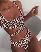 New Solid Color One-piece Swimsuit Printed Swimsuit Bikini Female Hollow Swimsuit sku image 23