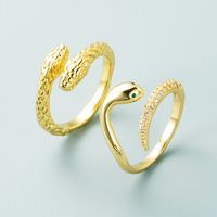 Fashion Trend Geometric Snake-shaped Copper Micro-inlaid Zircon Opening Adjustable Ring main image 2