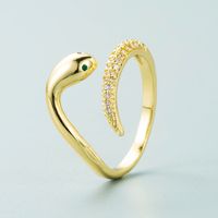 Fashion Trend Geometric Snake-shaped Copper Micro-inlaid Zircon Opening Adjustable Ring main image 6