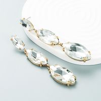 الأزياء اللون الماس سلسلة سبائك الماس متعددة طبقة الصفصاف ليف الزجاج الماس أقراط main image 5