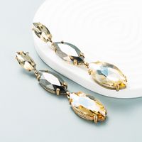 الأزياء اللون الماس سلسلة سبائك الماس متعددة طبقة الصفصاف ليف الزجاج الماس أقراط main image 6