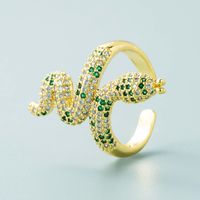 Fashion New Ring Copper Plated Gold Inlaid Zircon Snake-shaped Winding Opening Adjustable Ring sku image 1