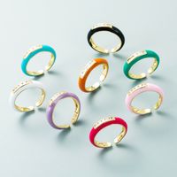Fashion Trends Single Product Copper Micro-inlaid Zircon Color Ring Simple Wild Open Ring main image 1