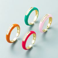 Fashion Trends Single Product Copper Micro-inlaid Zircon Color Ring Simple Wild Open Ring main image 3