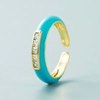 Fashion Trends Single Product Copper Micro-inlaid Zircon Color Ring Simple Wild Open Ring main image 7