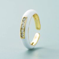 Fashion Trends Single Product Copper Micro-inlaid Zircon Color Ring Simple Wild Open Ring sku image 1