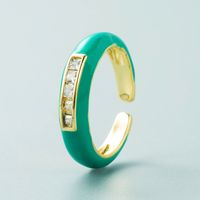Fashion Trends Single Product Copper Micro-inlaid Zircon Color Ring Simple Wild Open Ring sku image 3