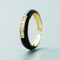 Fashion Trends Single Product Copper Micro-inlaid Zircon Color Ring Simple Wild Open Ring sku image 5