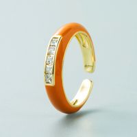 Fashion Trends Single Product Copper Micro-inlaid Zircon Color Ring Simple Wild Open Ring sku image 6
