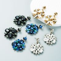Fashion Alloy Diamond Rhinestone Glass Diamond Flower Geometric Earrings main image 1