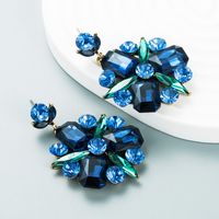Fashion Alloy Diamond Rhinestone Glass Diamond Flower Geometric Earrings main image 3