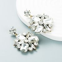 Fashion Alloy Diamond Rhinestone Glass Diamond Flower Geometric Earrings main image 5