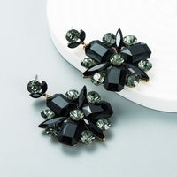 Fashion Alloy Diamond Rhinestone Glass Diamond Flower Geometric Earrings main image 6