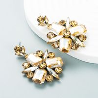 Fashion Alloy Diamond Rhinestone Glass Diamond Flower Geometric Earrings main image 7