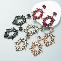 Exaggerated Hollow Flower Diamond Earrings Retro Temperament Baroque Earrings Wholesale main image 1