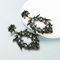 Exaggerated Hollow Flower Diamond Earrings Retro Temperament Baroque Earrings Wholesale sku image 3