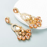 Fashion Color Diamond Series Alloy Rhinestone Geometric Flower Earrings Exaggerated Earrings main image 6